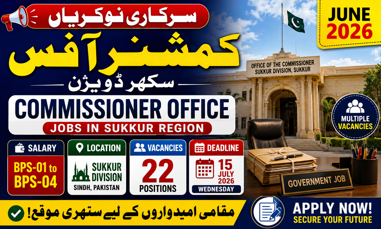 Sukkur Commissioner Office Jobs 2026